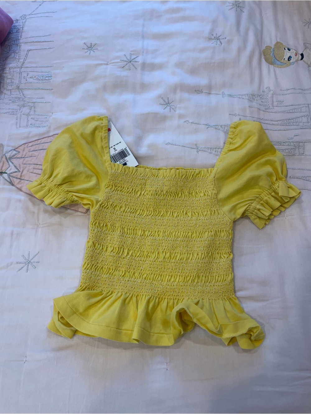 Polo by Ralph Lauren Yellow Smocked Ruffle Crop Top